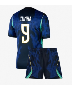 Billige Fotballdrakt Brasil Matheus Cunha #9 Replika Bortedraktsett Barn VM 2026 Kortermet (med bukser)